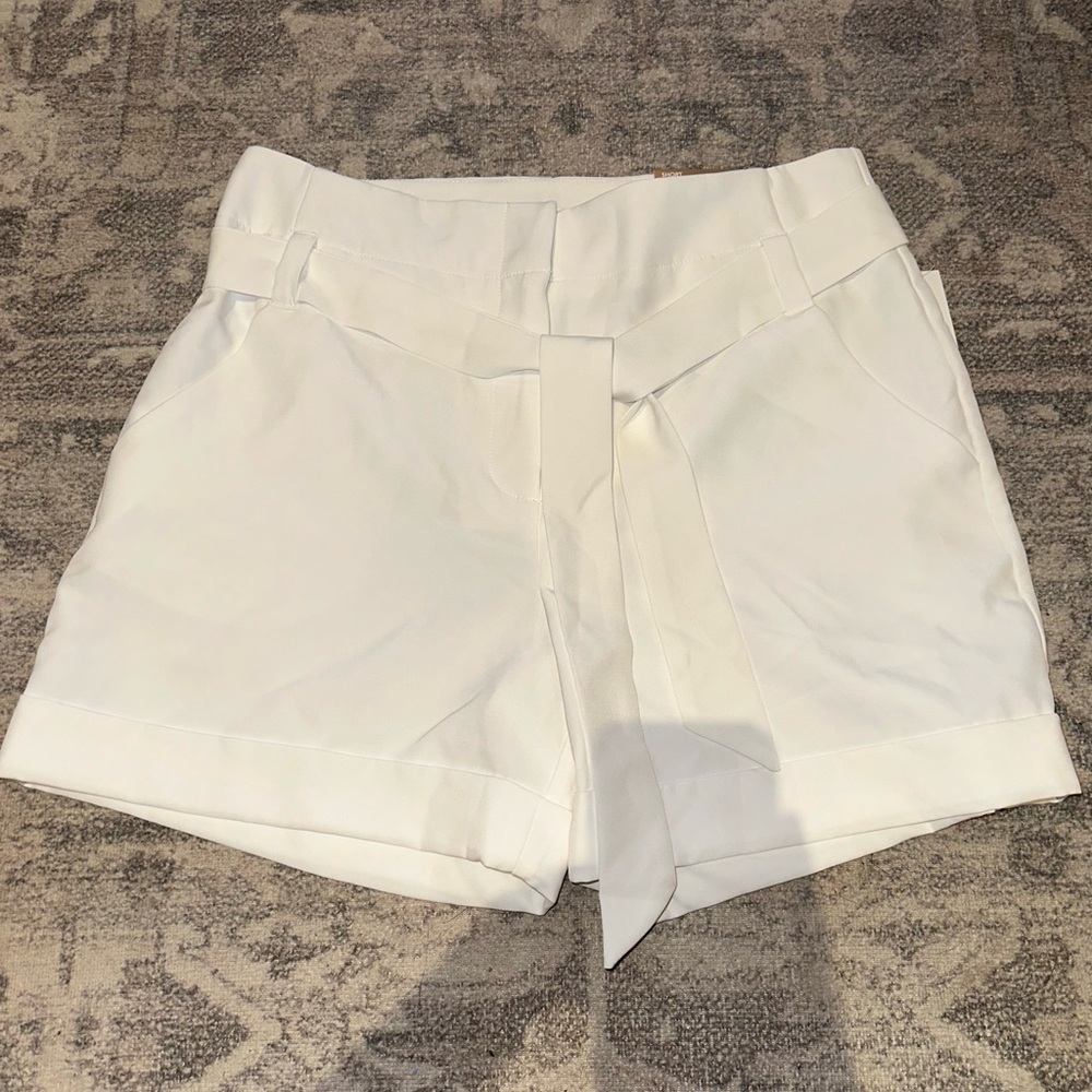 Women's White Belted Shorts